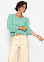 Pull à col en V - vert clair