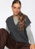 Pullunder à décolleté en V - gris foncé