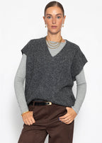 Pullunder à décolleté en V - gris foncé
