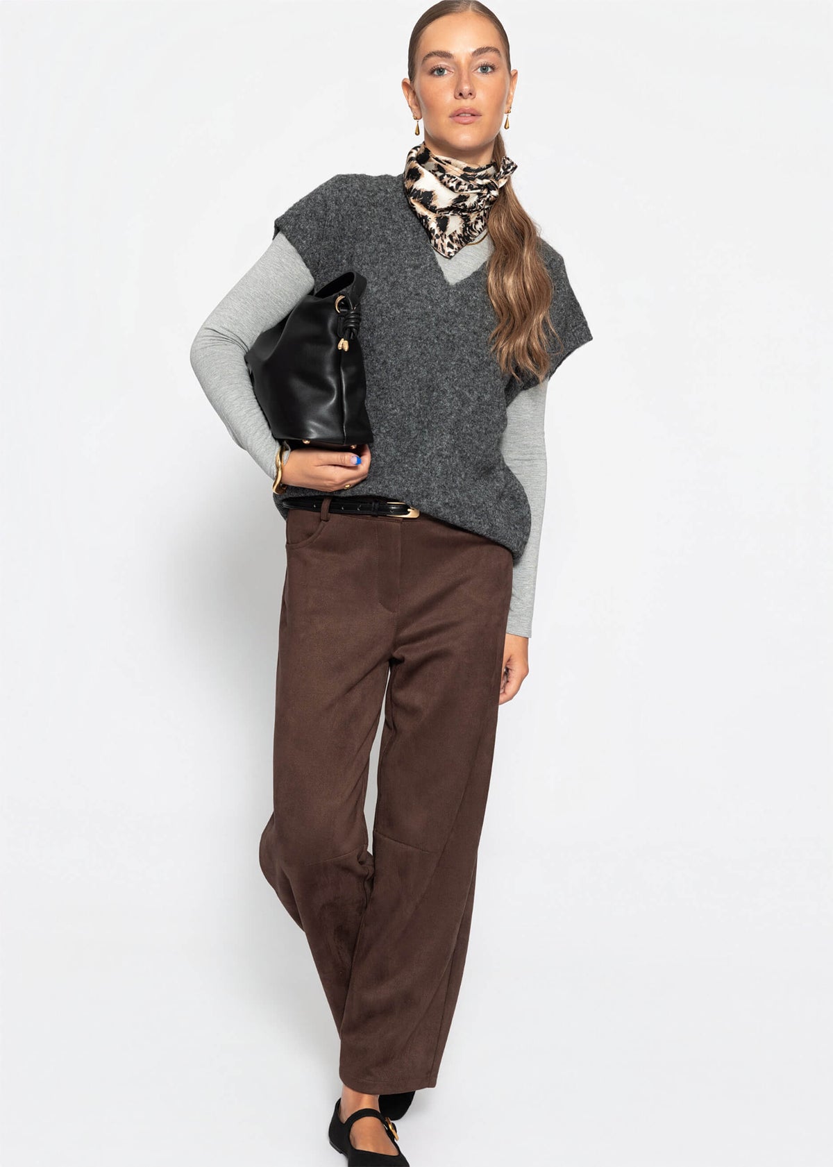 Pullunder à décolleté en V - gris foncé