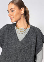 Pullunder à décolleté en V - gris foncé
