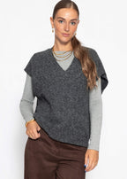 Pullunder à décolleté en V - gris foncé