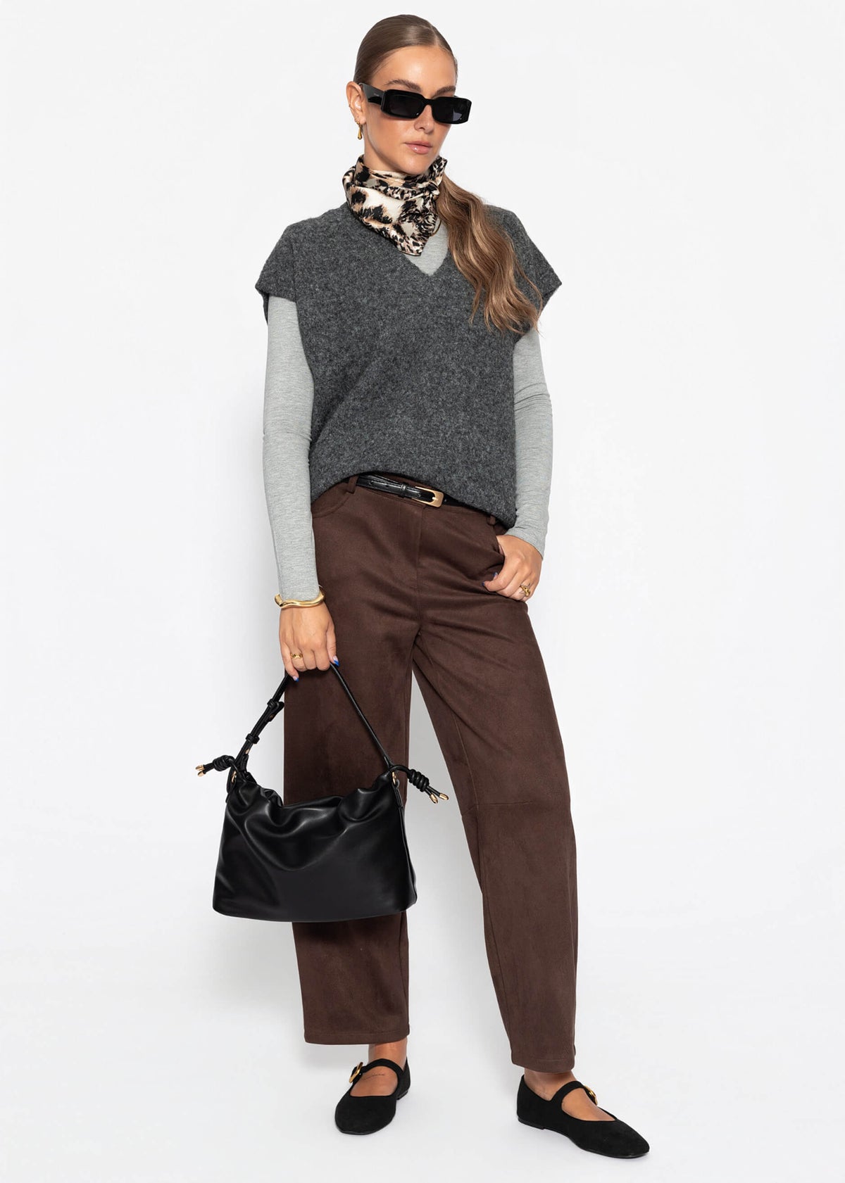 Pullunder à décolleté en V - gris foncé