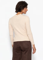 Pull en côtes avec col montant - beige