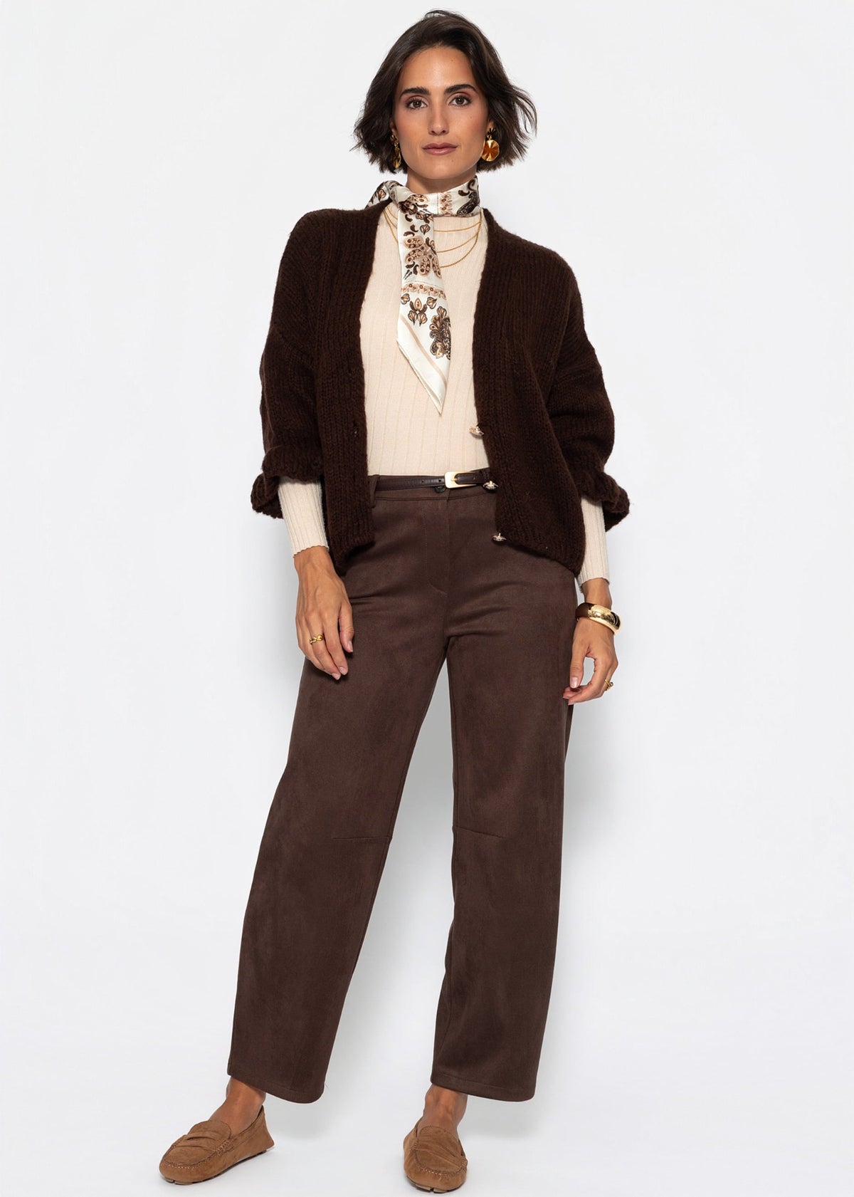 Pull en côtes avec col montant - beige