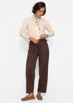 Pull en côtes avec col montant - beige