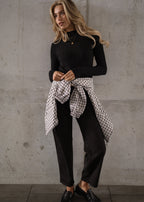 Pull en maille côtelée avec col montant - noir