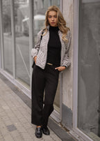 Pull en maille côtelée avec col montant - noir