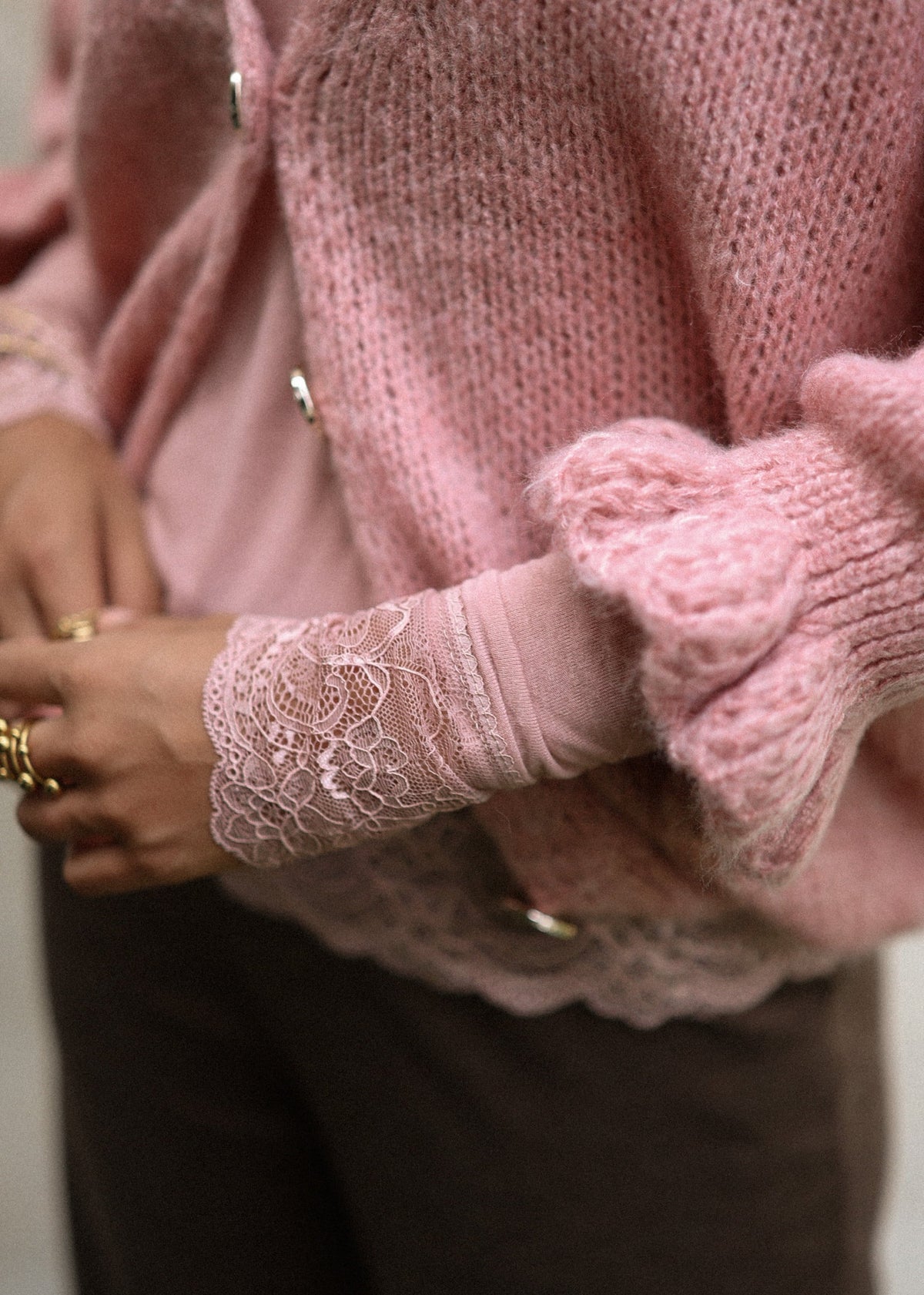 Gilet à manches 3/4 - rose poudré