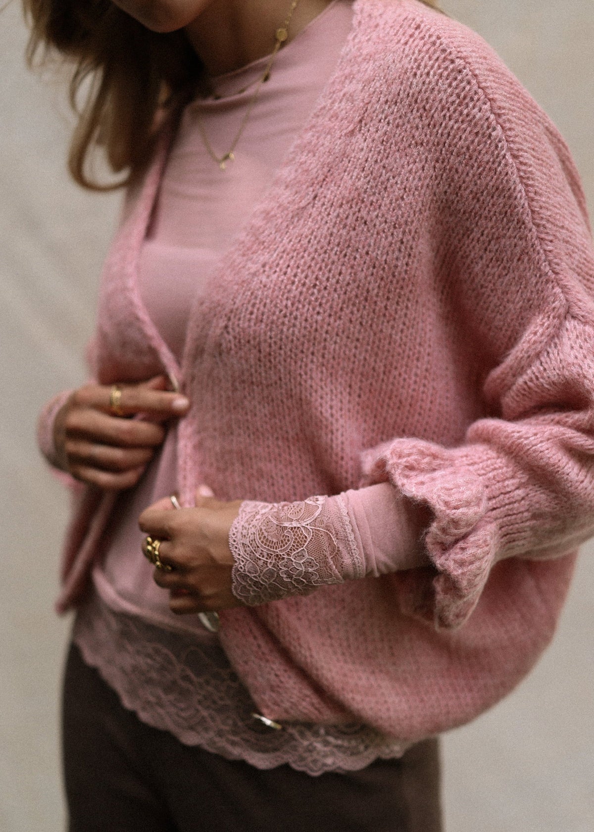 Gilet à manches 3/4 - rose poudré