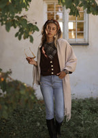 Gilet avec manches 3/4 - marron