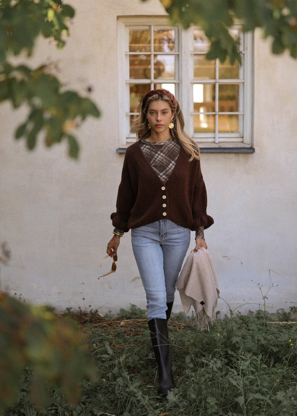 Gilet avec manches 3/4 - marron