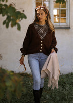 Gilet avec manches 3/4 - marron