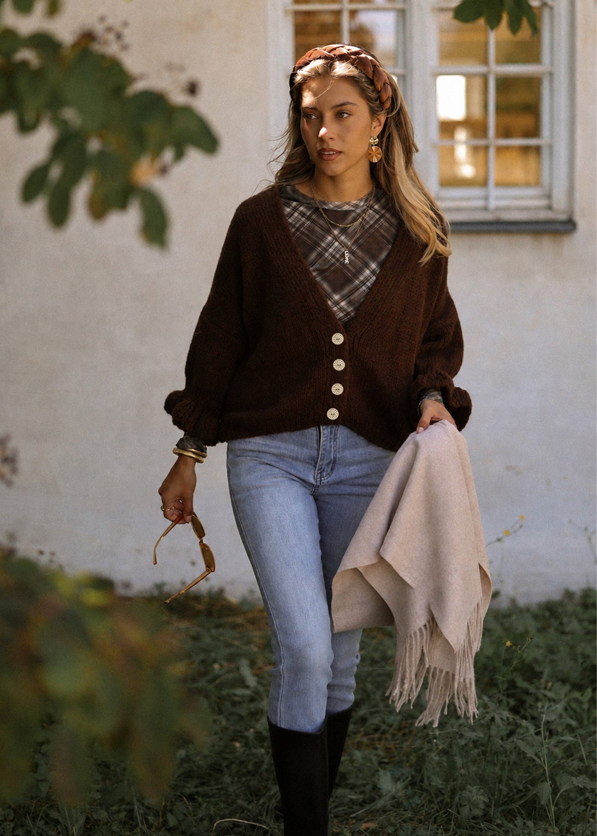 Gilet avec manches 3/4 - marron