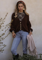 Gilet avec manches 3/4 - marron