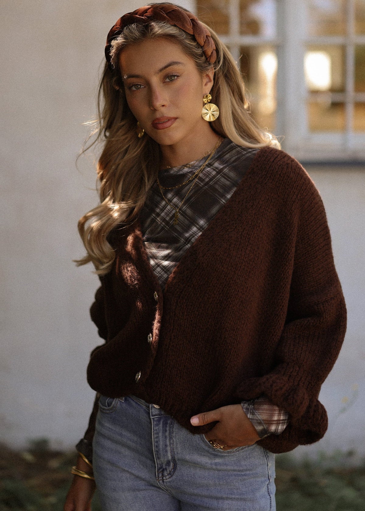 Gilet avec manches 3/4 - marron