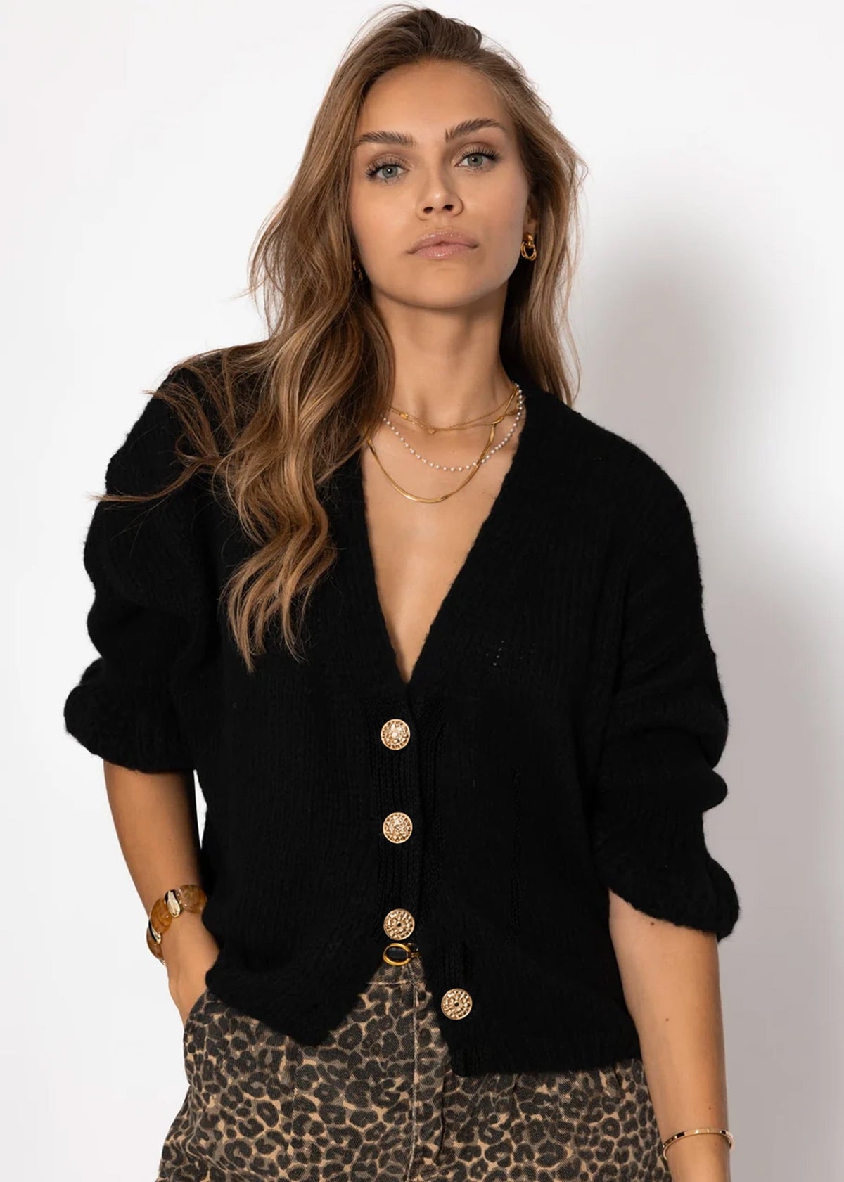 Cardigan à manches 3/4 - noir