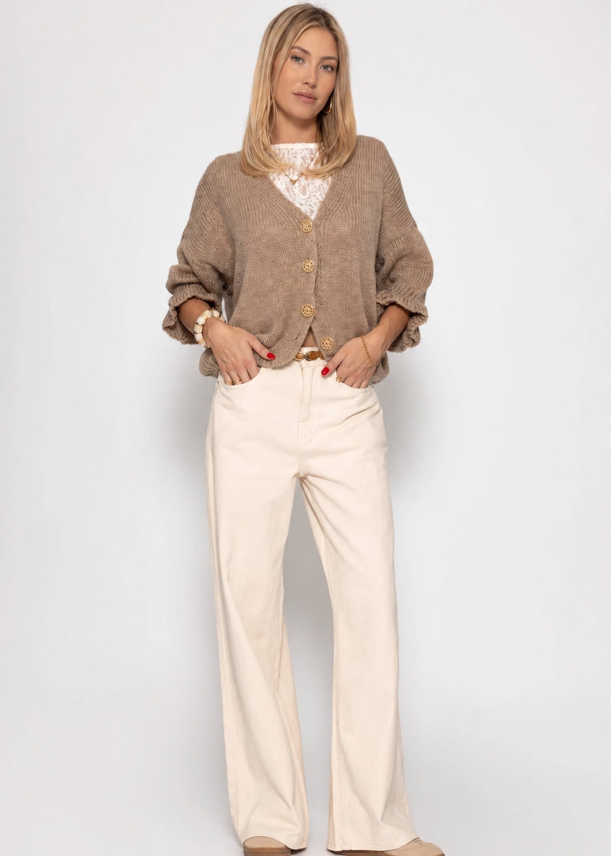 Gilet à manches 3/4 - taupe