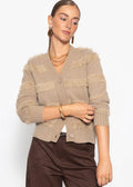 Cardigan avec des rayures duveteuses - taupe