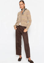 Cardigan avec des rayures duveteuses - taupe