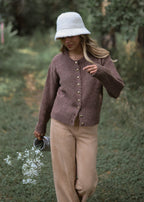 Gilet avec boutons en forme de cœur - marron