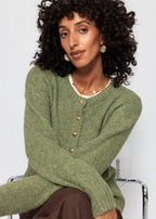Gilet avec boutons en forme de cœur - kaki