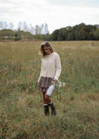 Cardigan avec boutons en forme de cœur - blanc cassé