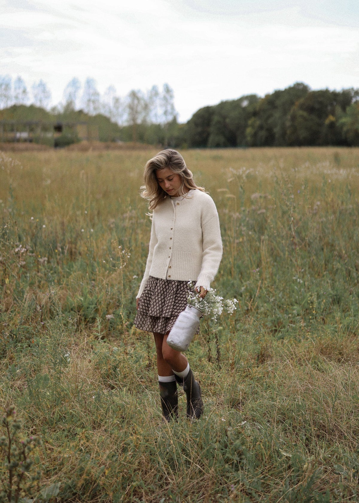 Cardigan avec boutons en forme de cœur - blanc cassé