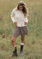 Cardigan avec boutons en forme de cœur - blanc cassé