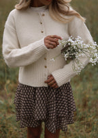 Cardigan avec boutons en forme de cœur - blanc cassé