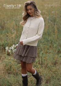 Cardigan avec boutons en forme de cœur - blanc cassé