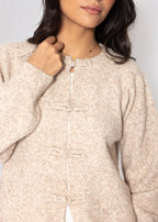 Gilet en tricot avec fermeture à nouer - beige