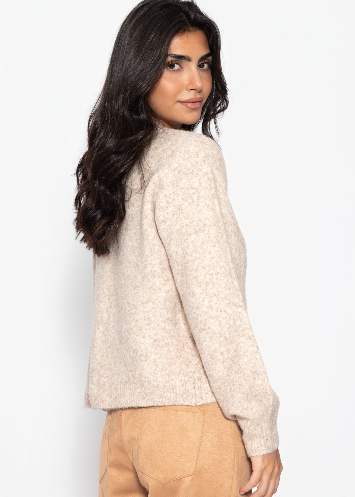 Gilet en tricot avec fermeture à nouer - beige