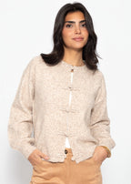 Gilet en tricot avec fermeture à nouer - beige
