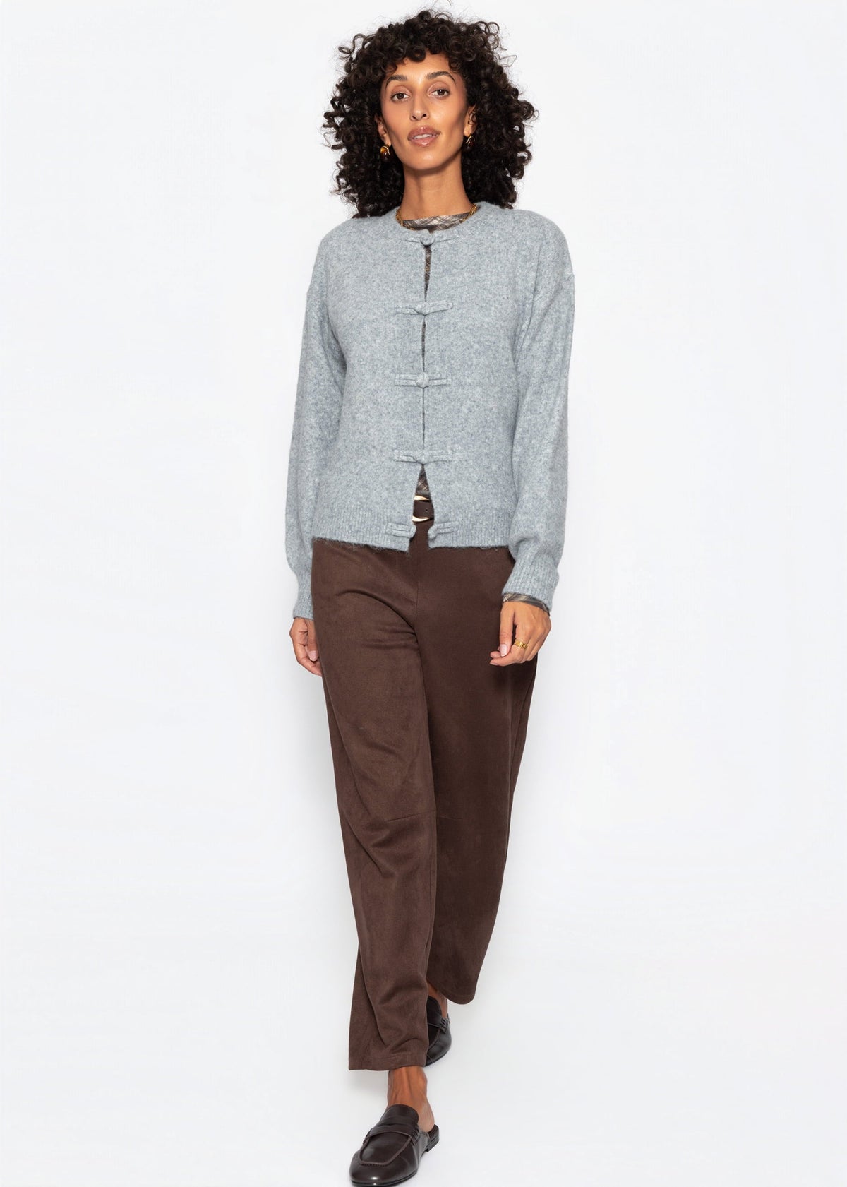 Gilet avec fermeture à nouer - gris