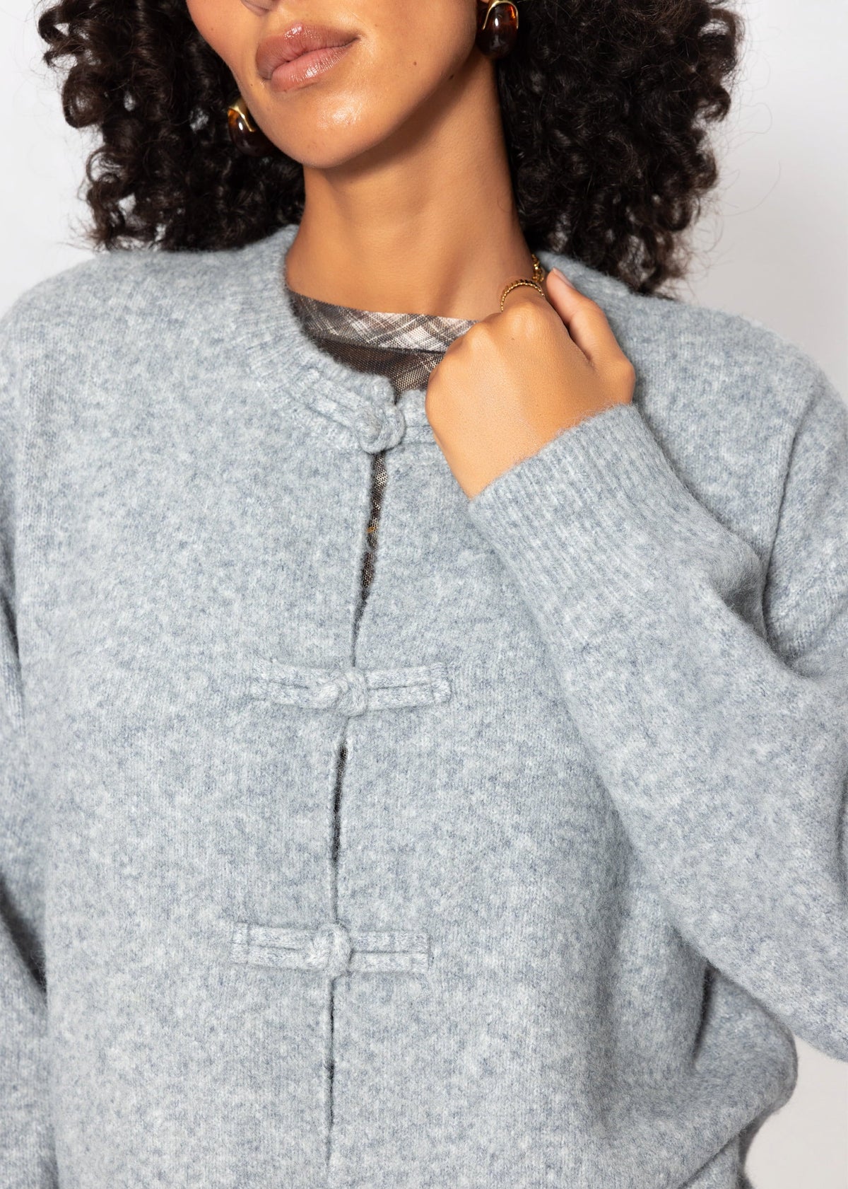 Gilet avec fermeture à nouer - gris