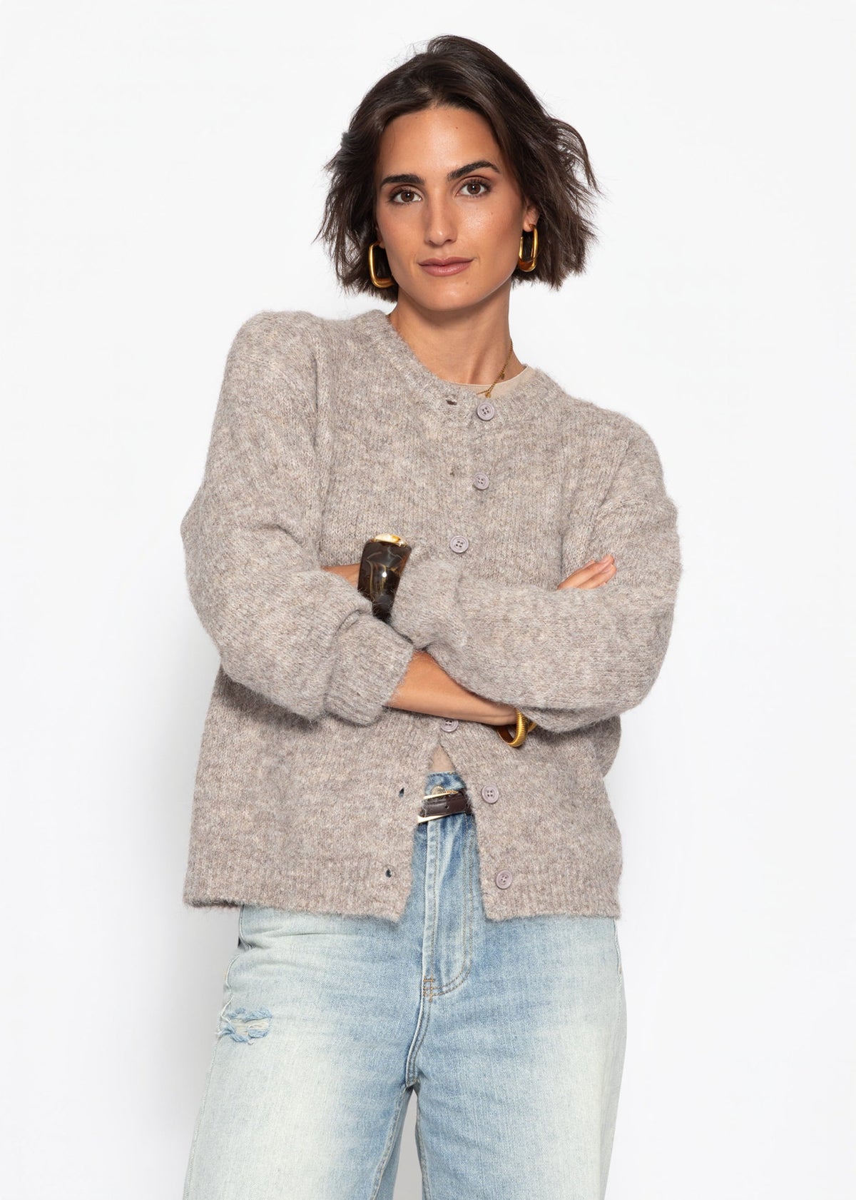 Gilet à boutons - taupe