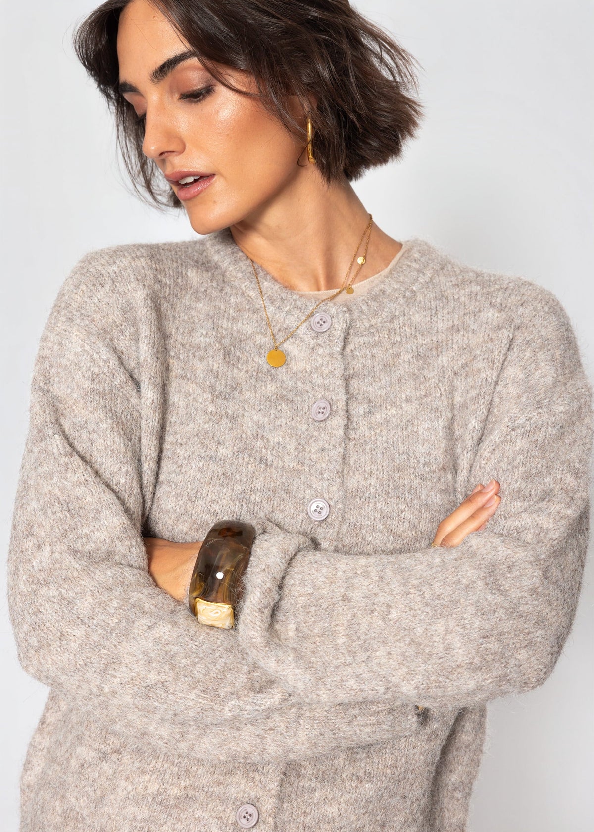 Gilet à boutons - taupe