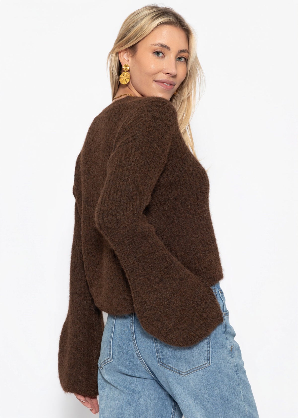Cardigan à manches cloche - marron
