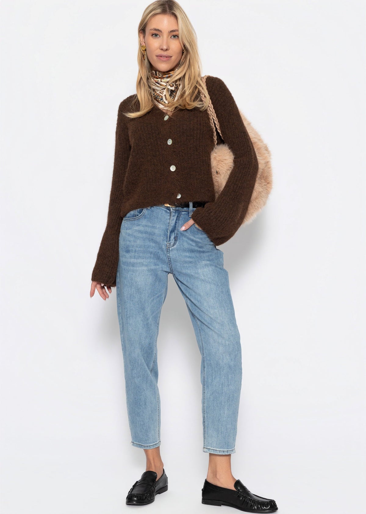 Cardigan à manches cloche - marron