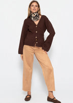 Gilet avec décolleté en V et boutons dorés - marron
