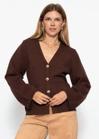 Gilet avec décolleté en V et boutons dorés - marron