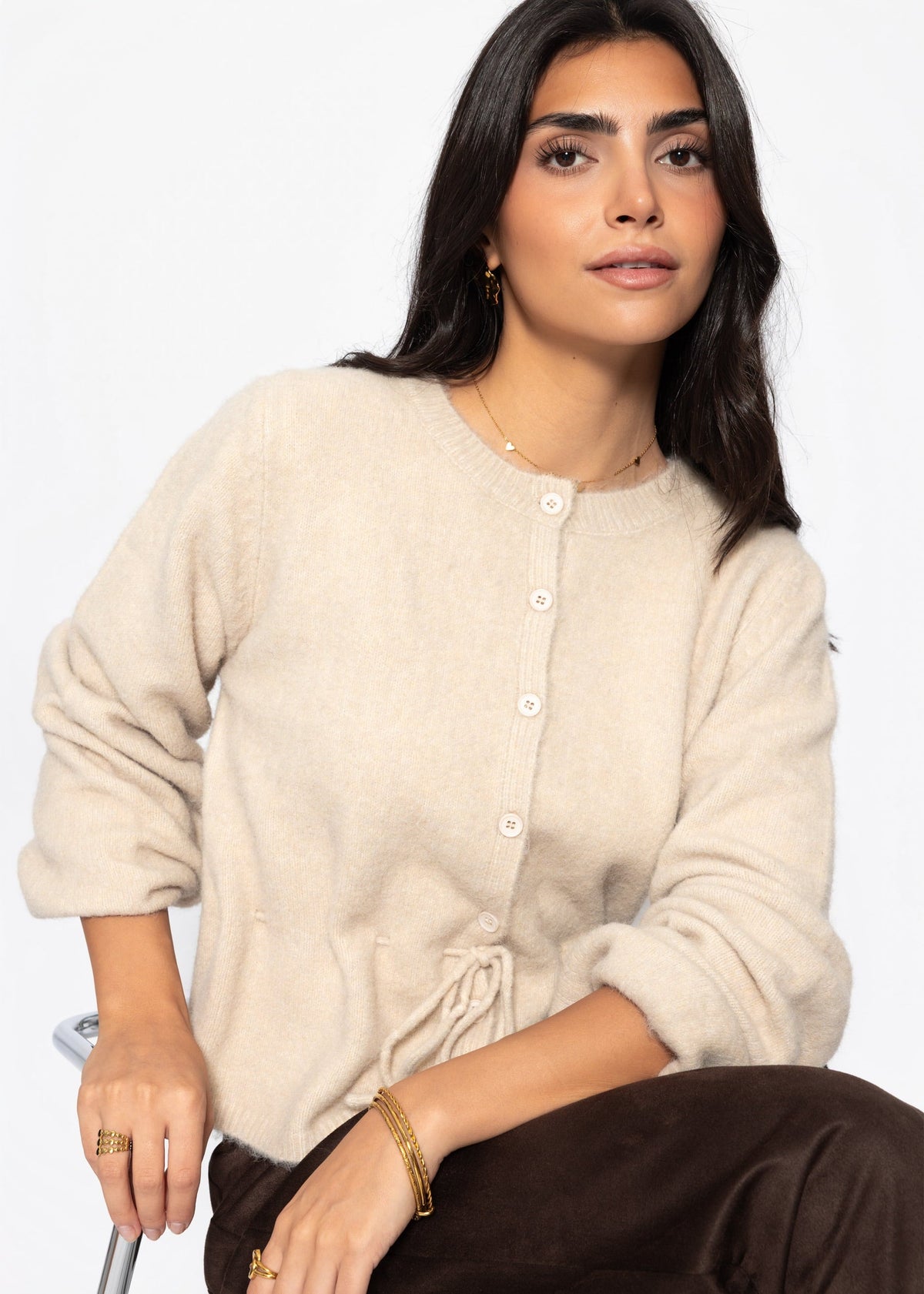 Gilet avec cordon de serrage ajustable - beige