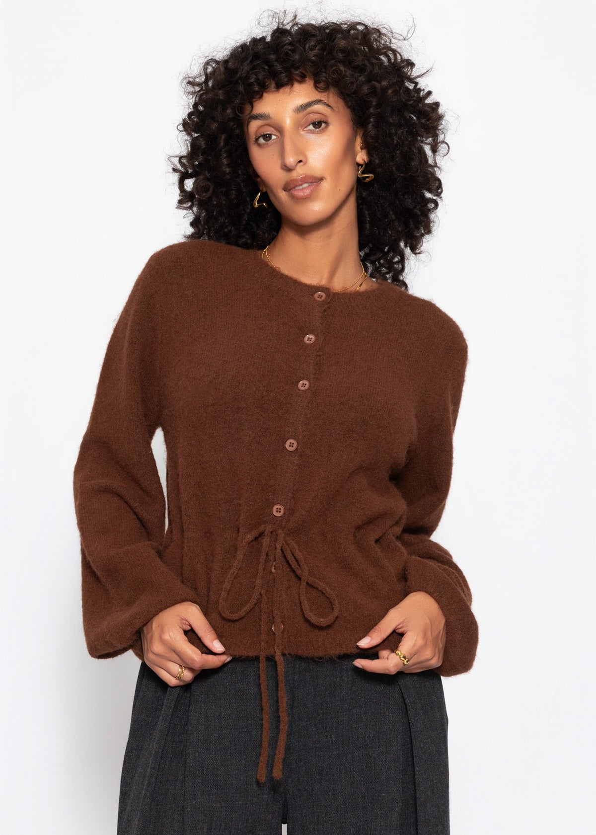 Gilet avec cordon de serrage ajustable - marron