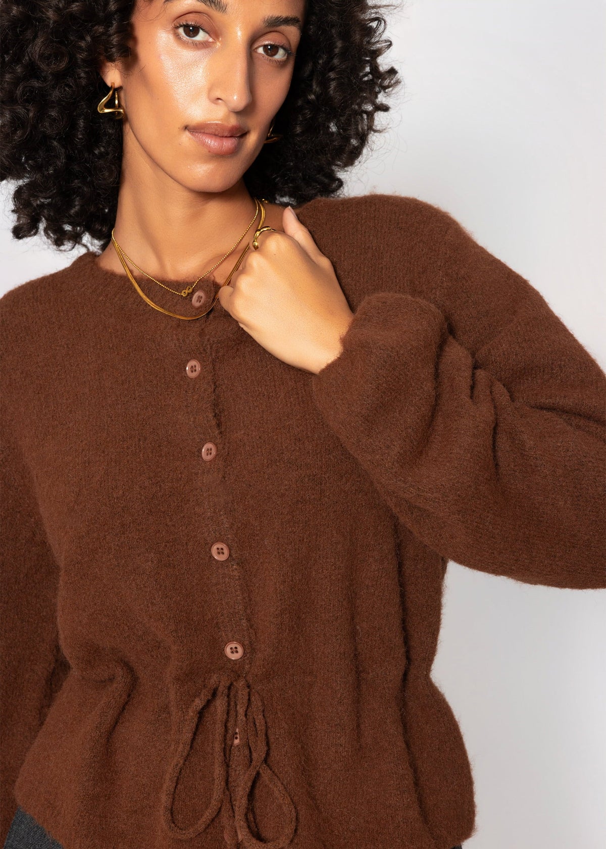Gilet avec cordon de serrage ajustable - marron