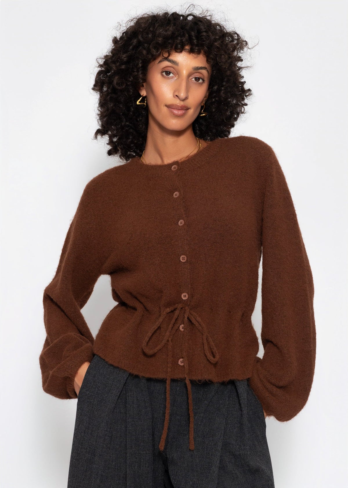 Gilet avec cordon de serrage ajustable - marron