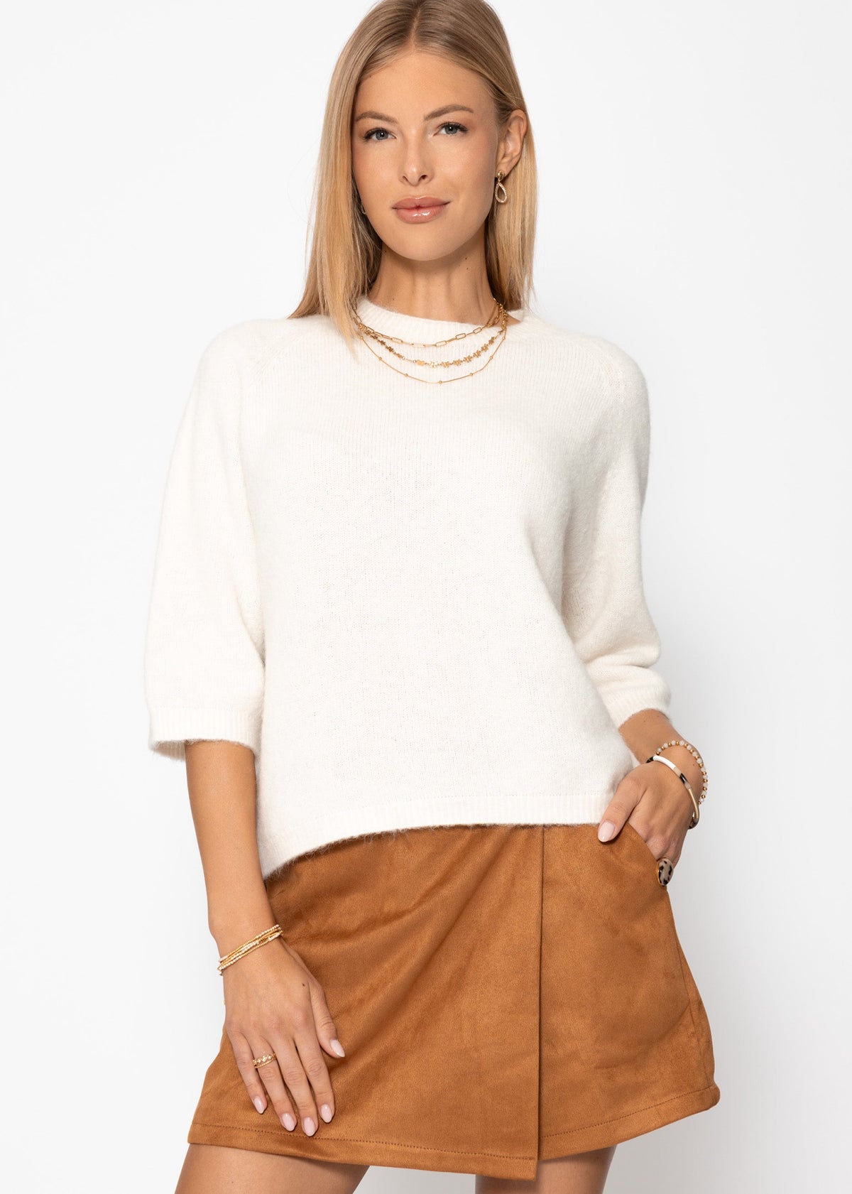 Pull en tricot - blanc cassé