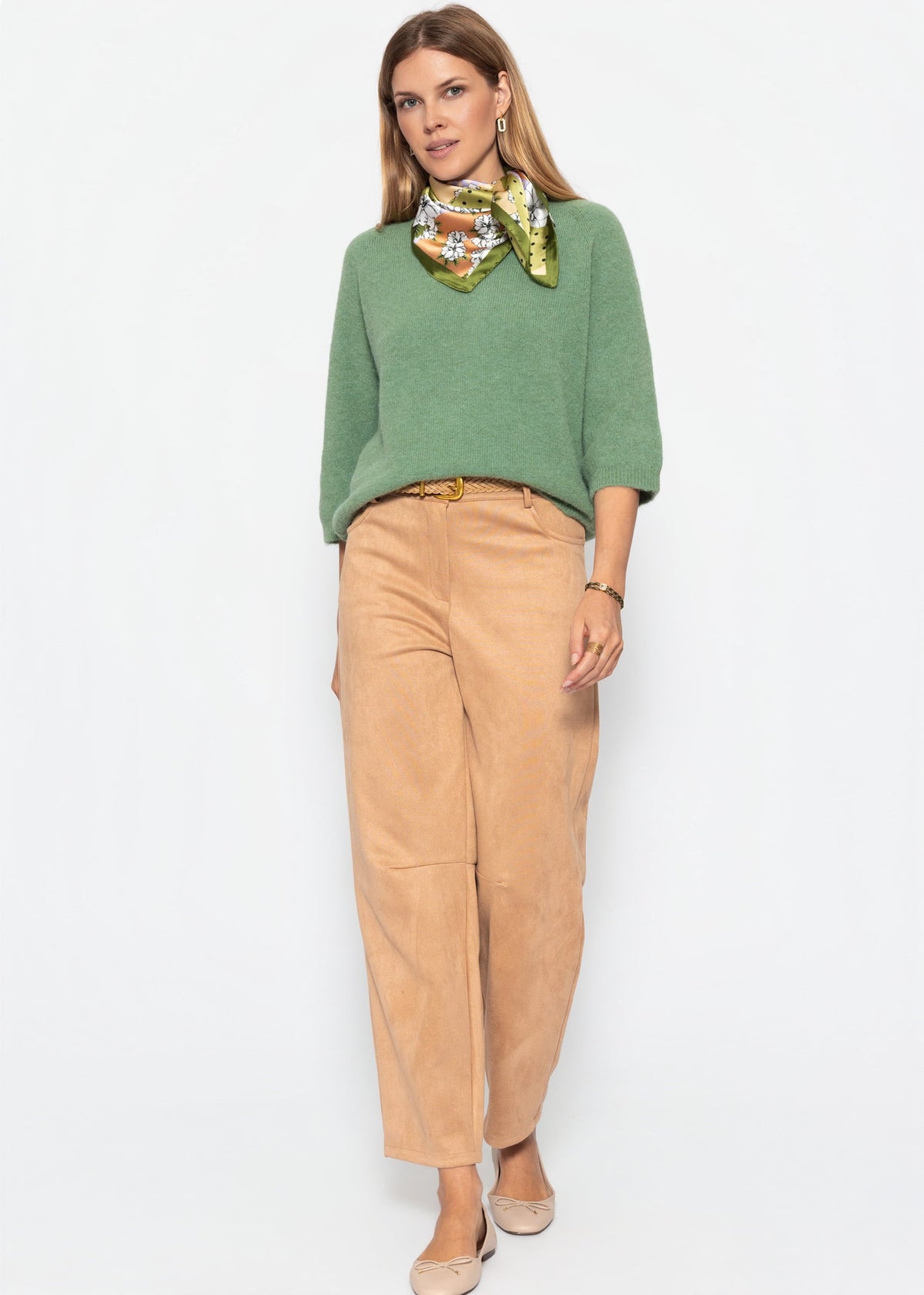 Pull en tricot - vert sauge