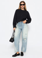 Pull en tricot avec détail de bouton - noir