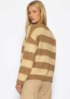 Pull en tricot à rayures - camel-beige